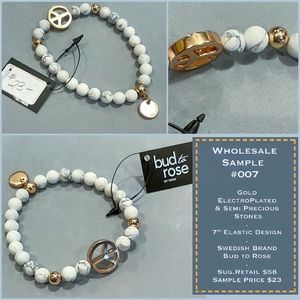 Gold Peace Sign & Semi Precious Stone Bracelet
